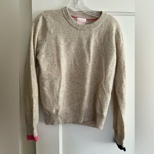 BRODIE CASHMERE Maya tipped crewneck sweater cream flecked -S-NWT! $472